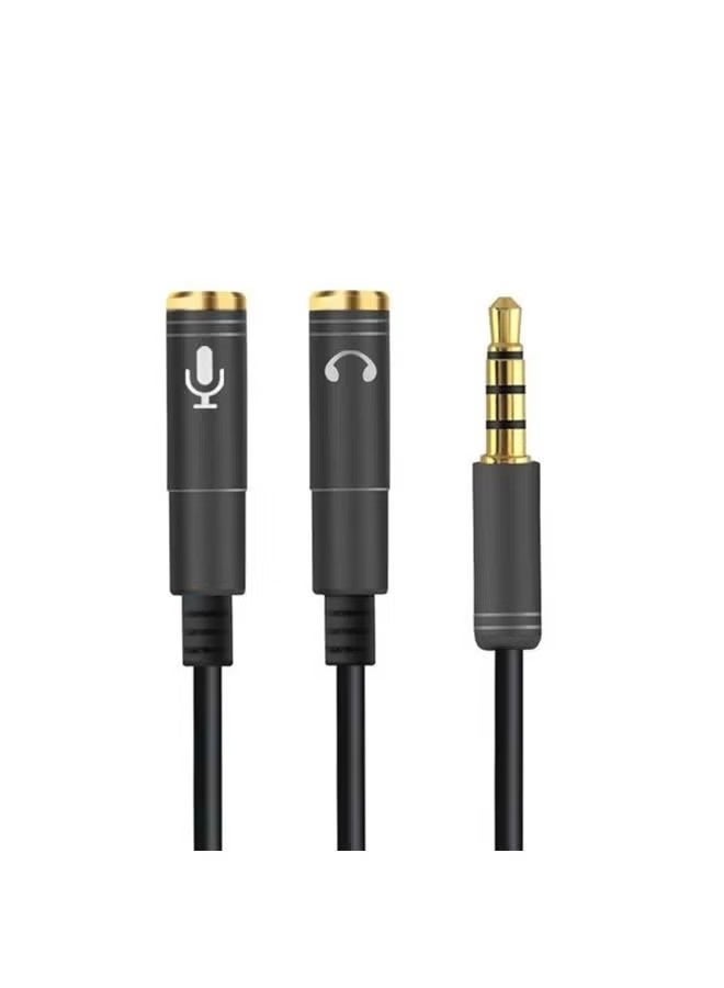 محول سماعة ميكروفون موبايل 3.5 ملم، كابل تمديد ميكروفون وسماعة، محول جاك Aux لهاتف، كمبيوتر، لابتوب - Image 1